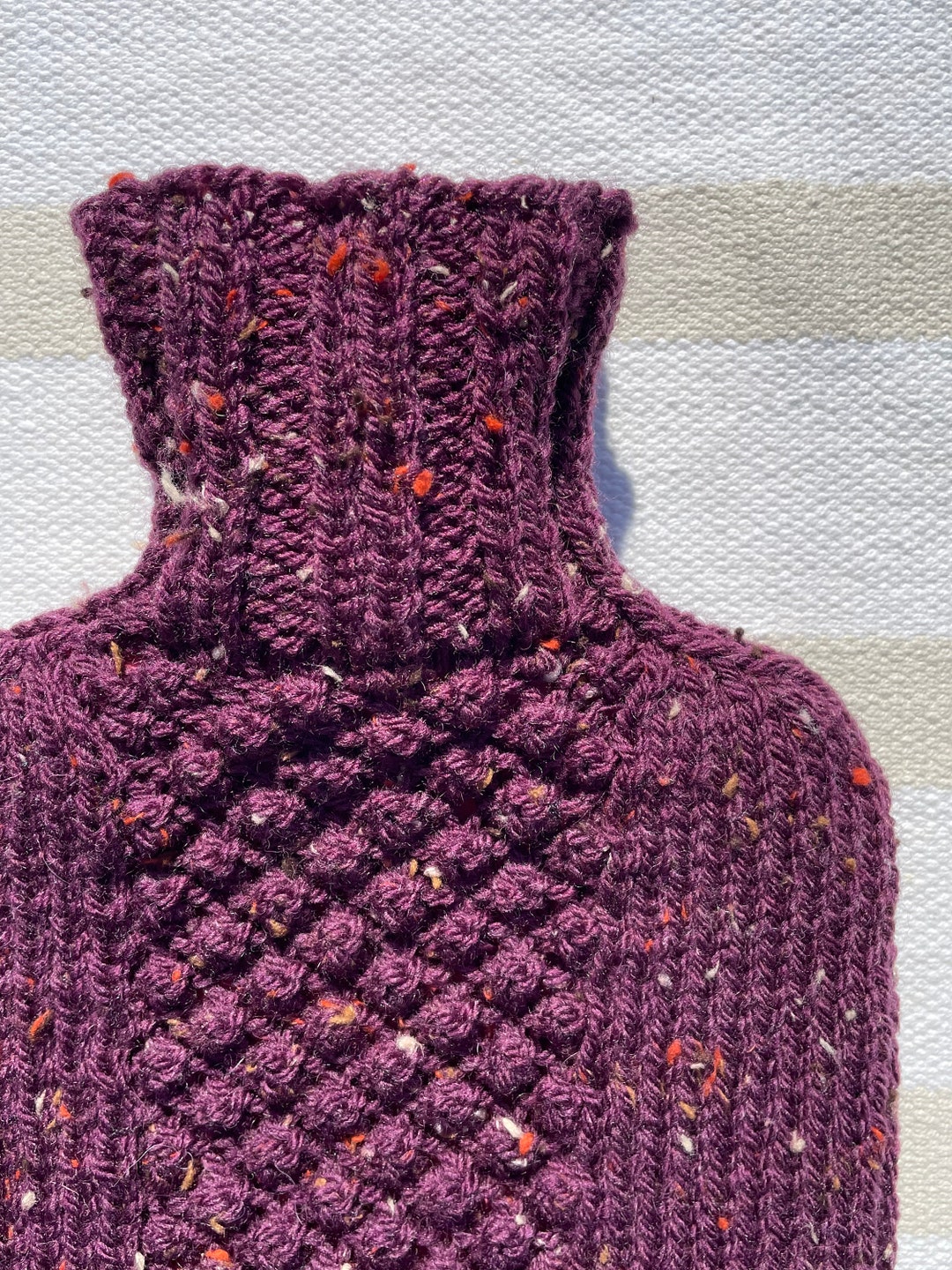 Blackberry Pattern Panel Aran Hot Water Bottle Cover Etsy UK