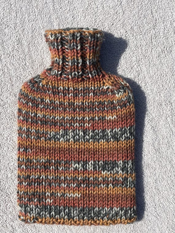 Luxury alpaca mixed colours, chunky hot water bottle cover (LAN 4007)