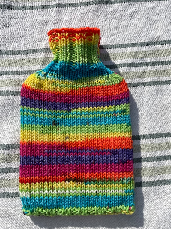 Bright, rainbow colours chunky hot water bottle cover (PT)