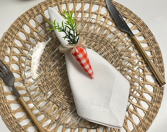 Easter Fabric Carrot Napkin Rings, Easter Handmade Napkin Holder, Gingham Fabric Easter Carrots, Easter Table Decoration, Spring Decoration