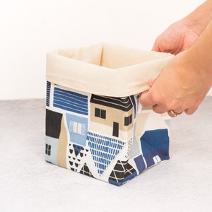 Cotton Canvas Fabric Basket Storage, Nursery Organiser, Fabric Plant Basket, Bread Storage, Reversible Canvas Storage