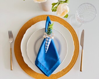 Anillos de servilleta de zanahoria de Pascua, decoración de mesa de Pascua, zanahorias de tela de Gingham azul, decoración de mesa de Pascua, decoración de primavera