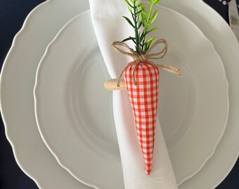 Orange Fabric Carrots Napkin Rings, Easter Table Decor, Spring Napkin Holder, Spring Table Decoration, Easter Home Decor