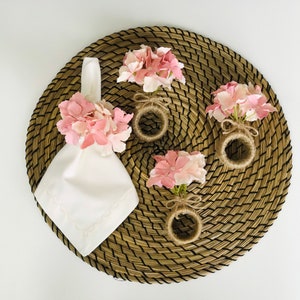Juego de anillos de servilleta hechos a mano de 4/Decoración de mesa de primavera/Decoración del hogar de primavera/Soporte de servilleta/Decoración de mesa de boda/Regalo del Día de la Madre