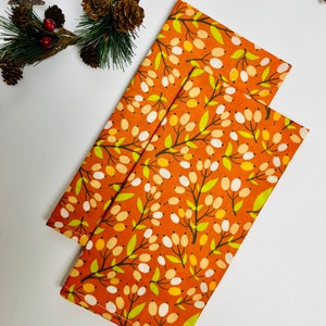 Furoshiki Gift Wrapping, Eco-friendly Gift Wrap, Reusable Furoshiki Wrapping, Zero Waste Wrapping, Fabric Gift Wrap, Reusable Wrapping Set of 2 Orange