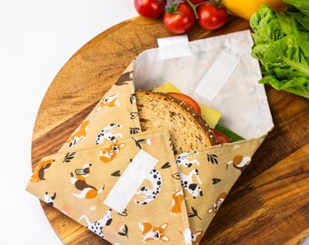 Herbruikbare set boterhamverpakkingen: milieuvriendelijke katoenen snackzakjes