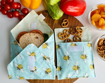 Wiederverwendbare Lebensmittelverpackung und Snackbeutel-Set, umweltfreundliche Sandwich-Verpackung, wiederverwendbare Snacks-Tasche, nachhaltige Zero Waste-Verpackung