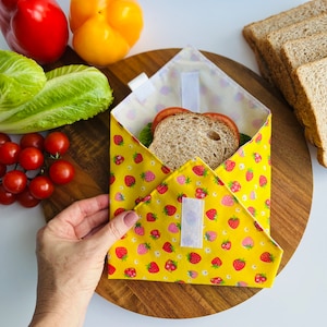 Lot de 2 emballages à sandwich réutilisables, sac à sandwich écologique, sac à collations réutilisable, mode de vie durable, zéro déchet, sans plastique image 1