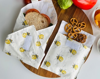 Reusable Food Wrap and Snack Bag set, Eco-friendly Sandwich Wrap, Reusable Snacks Bag, Sustainable Living, Zero Waste, Plastic Free