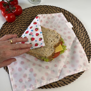Set of 2 Reusable Sandwich Wrap, Eco-friendly Sandwich Bag, Reusable Snacks Bag, Sustainable Living, Zero Waste Plastic Free imagem 6