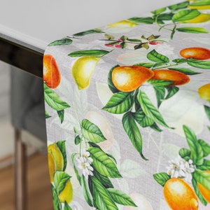 Summer Table Runner, Sicilian Lemon Table Decor, Handmade Table Runner, Kitchen Table Linen, Citrus Fruits Print, image 2