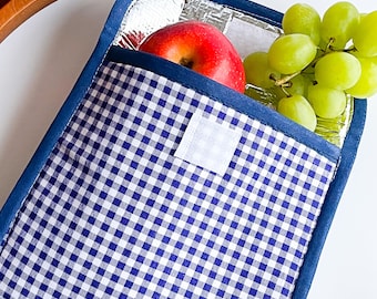 Gingham herbruikbare snacks tas, duurzaam leven, nul afval plasticvrij, herbruikbare boterhamtas, milieuvriendelijke sandwichzak