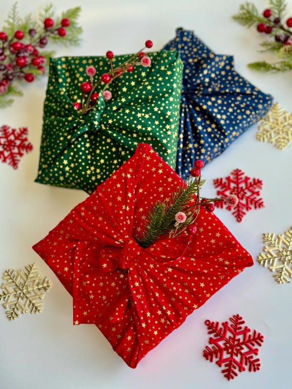 Furoshiki Reusable Gift Wrap Napkins, Eco-Friendly Gift Wrapping