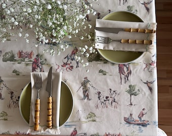 Cotton Farmhouse Tablecloth: Washable Table Cover (74x51 inches)