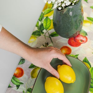 Summer Table Runner, Sicilian Lemon Table Decor, Handmade Table Runner, Kitchen Table Linen, Citrus Fruits Print, image 4