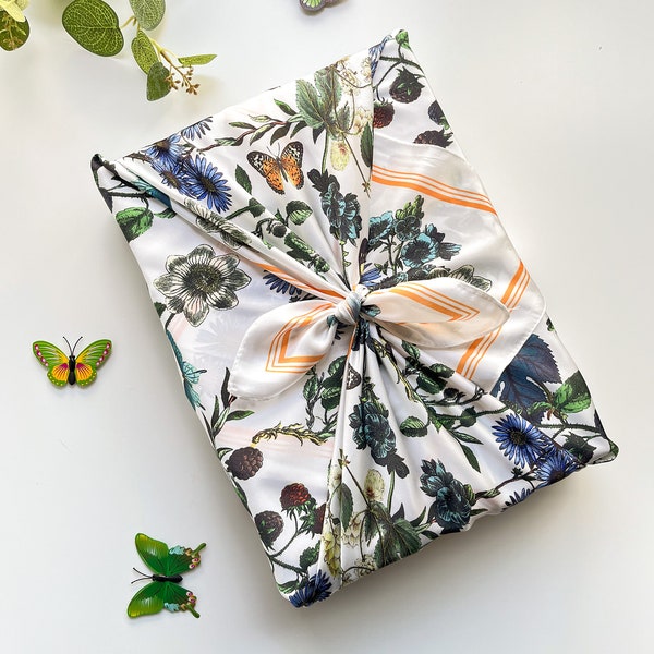 Furoshiki Japanese Wrapping, Silk Fabric Wrapping, Floral Gift Wrapping, Sustainable Gift wrap, Eco-Friendly Wrapping, Cloth Wrapping