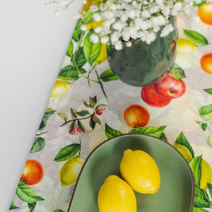 Summer Table Runner, Sicilian Lemon Table Decor, Handmade Table Runner, Kitchen Table Linen, Citrus Fruits Print, image 6