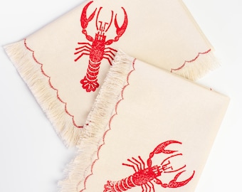 Lobster Print Cotton Napkins (Set of 2) - Nautical Table Decor