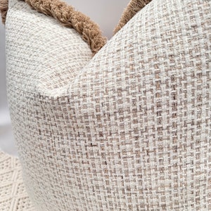 Style No. 176 - Luxury natural cream bohemian textured Fringed Cushion Pillow Cover for sofa bed throw set - From The Couture Cushion