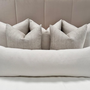 A luxury set of 6 beige cushions for king or double bed, beige cushion set, beige pillow covers for bed, sofa & chairs-The Couture Cushion