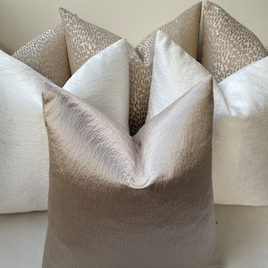 A luxury set of 6 champagne putty cushions, soft textured cream ivory champagne for bed, sofa and chair - The Couture Cushion Style No. 24