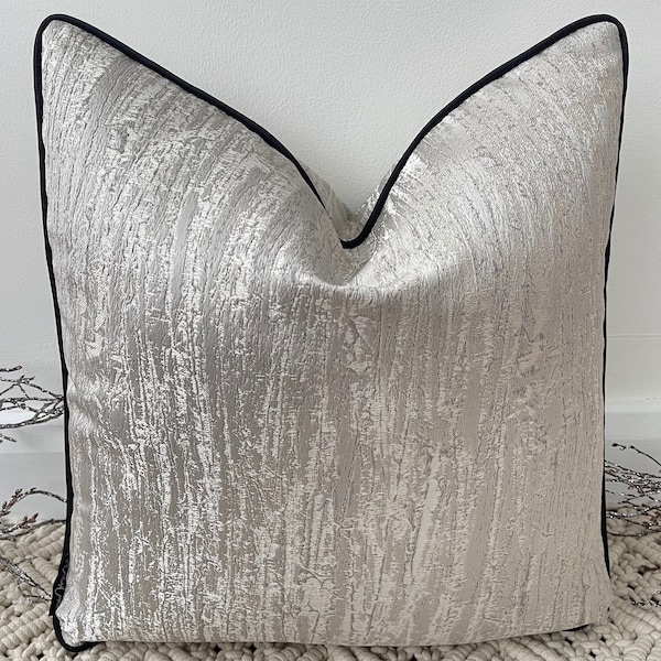 Style No. 1 - Luxury Textured silver grey Jacquard Effect Sheen Cushion Pillow Cover for sofa bed throw - From The Couture Cushion