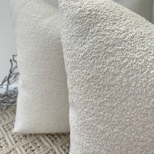 Style No. 3 - Luxury Light White Ivory Cream Boucle Bouclé Cushion Pillow Cover for sofa bed throw - From The Couture Cushion