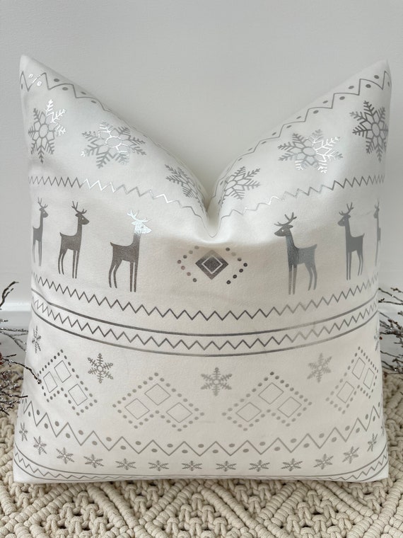 Christmas Luxury Silver White Grey Christmas Cushions the Couture Cushion Etsy
