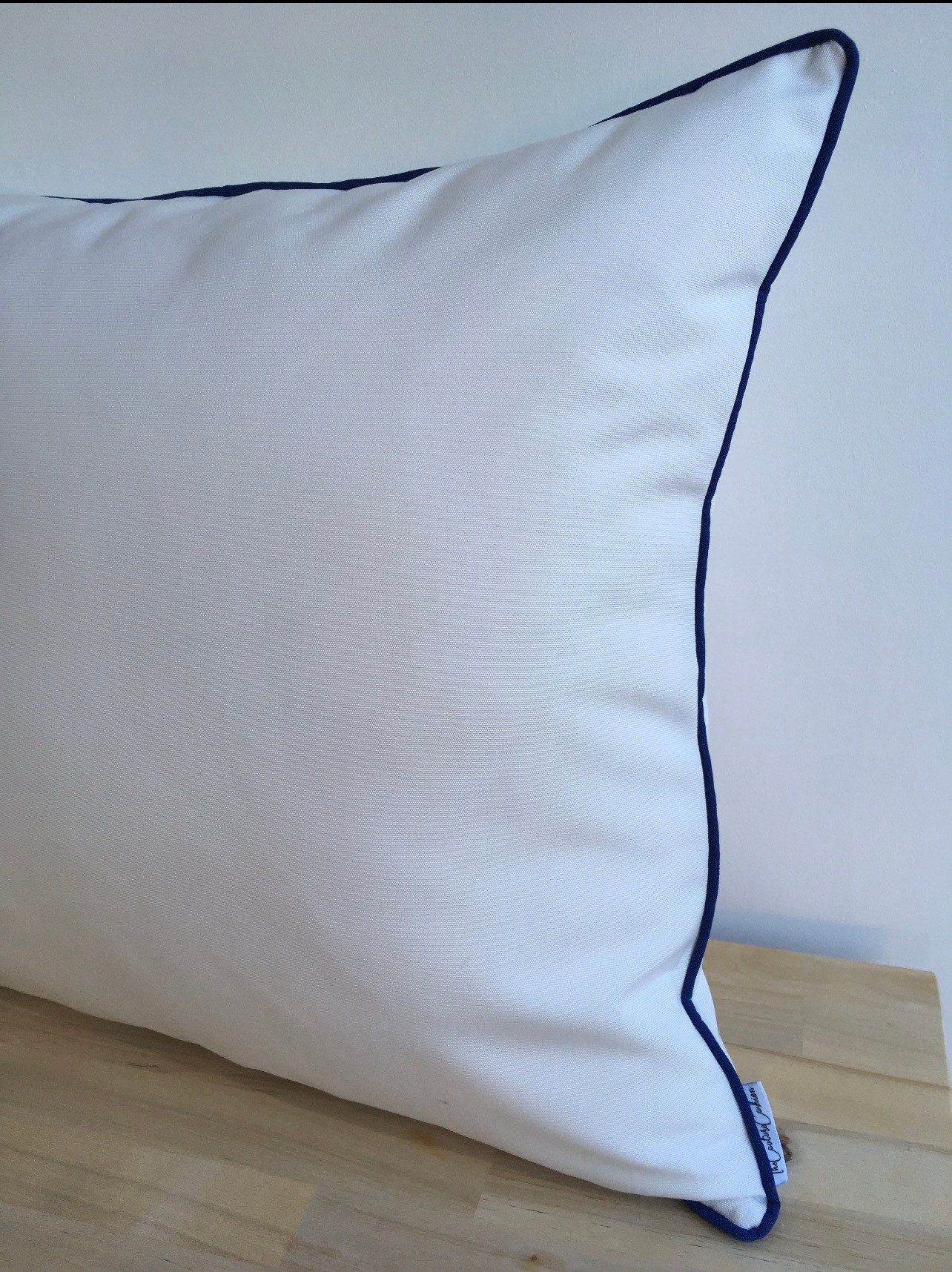 Luxury Outdoor White With Navy Piping Cushion Pillow From Etsy