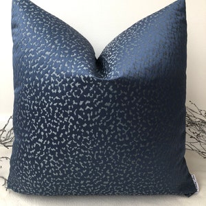 Luxury navy blue grey Texture Effect Sheen Cushion Pillow Cover for sofa bed throw - From The Couture Cushion Style No. 35