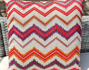 Style No. 33 - New Luxury Outdoor Zig Zag Patterned Pink and Orange Cushion Pillow Cover Waterproof - From The Couture Cushion