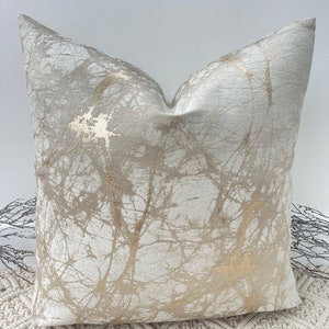 Luxury Gold and Cream Textured Cushion, Customisable Options to Add Piping or Fringing, Pillow for Sofa, Couture Quality - Style 113
