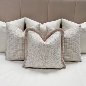 A luxury cushion set of 6 cream and beige cushions for king or double bed, cream and beige pillows for bed,sofa & chairs-The Couture Cushion