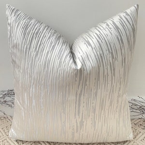 Luxury silver white cushions, perfect for a sofa sofabed bed decor silky sheen scatter cushion from The Couture Cushion Style No. 73