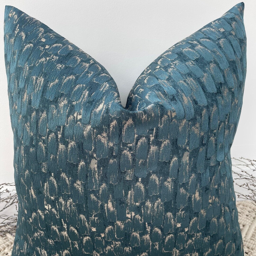 Luxurious Emerald Green Peacock Fabric Cushion Pillow Cover ... - Peacock Green Armchair Fabric