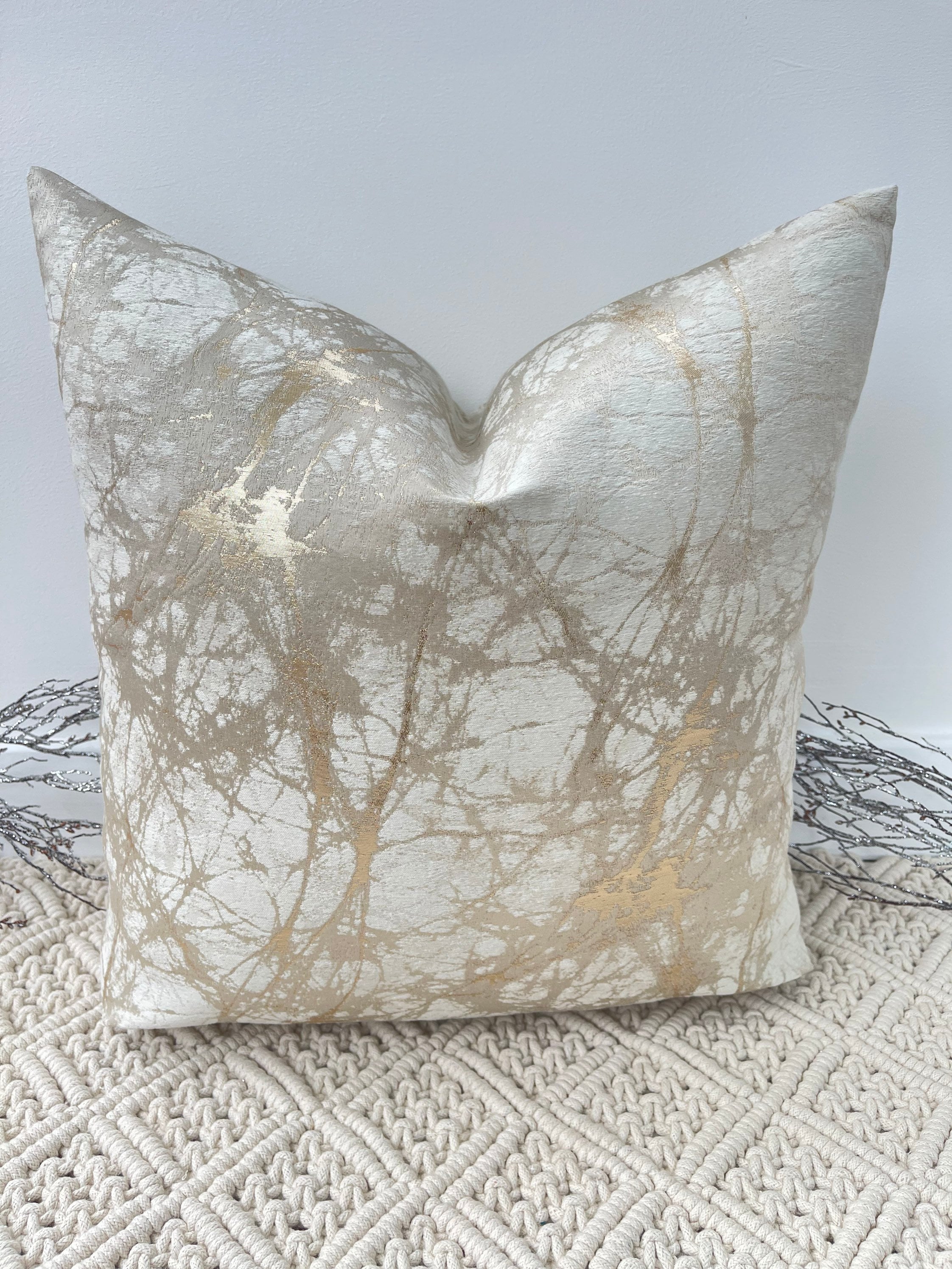 Luxury Gold and Cream Textured Cushion Pillow Cover for Sofa Etsy UK