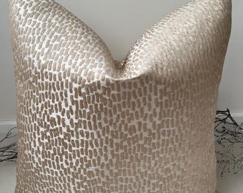 Designer Luxury Champagne Taupe Textured Antelope Scatter Cushion Bed Sofa Accessories Designer Fabric Invisible Zip  - Style No 41