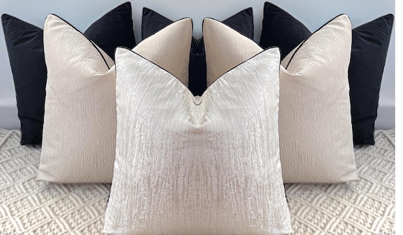 A Set of Black and Taupe Cushion Set for Bed, Choose the Size