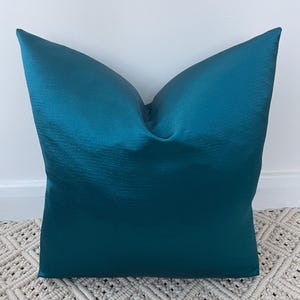 Style No. 130 - Luxury Teal Satin Cushion Pillow Cover for sofa bed throw - From The Couture Cushion