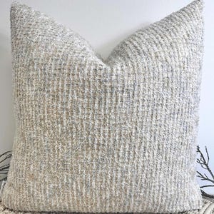 Luxury Beige Cushion, Beautiful Greige Textured Pillow, Customisable Options, Add Piping or Fringing, Perfect for Sofa or Bed - Style 109
