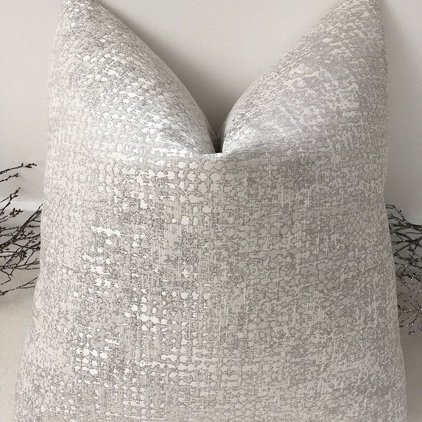 Style No. 92 - Luxury light Silver white Texture Effect Sheen Cushion Pillow Cover for sofa bed throw - From The Couture Cushion