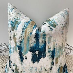 Luxury Peacock Velvet Gold and Teal Textured Cushion Pillow Cover for sofa bed throw - From The Couture Cushion Style No. 10