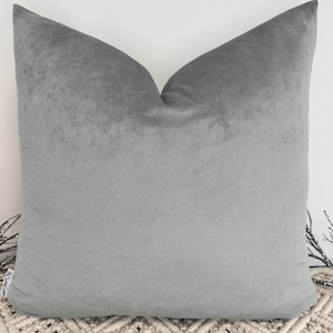 Luxury Grey Short Haired Velvet Scatter Cushion - Handcrafted Soft Decorative Pillow for Sofa or Bed - Style 84