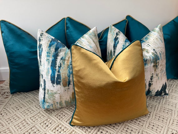 Turquoise and gold throw pillows hotsell