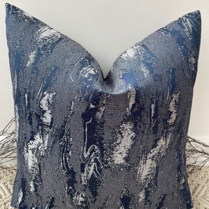 Style No. 43 - Luxury Navy Silver textured scatter cushions, sofa set, bed set, cushion, handcrafted by The Couture Cushion