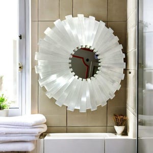 Selenite Stone Wall Decorative Mirror Vanity Bedroom Top Interior Sunburst Gemstone Healing Crystal Enterway Modern Arts Living Room Decor