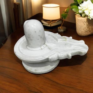 12&quot; White Marble Shiva Lingam Statuary God Religious Handcrafted Sculpture Ideal for Hindu Temple Pooja Spiritual Home Decors