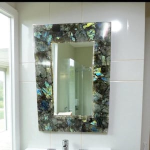 labradorite stone modern wall mirror crystal natural agate handcrafted elegant glass with bathroom wall hanging vanity selfie mirror decor