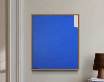 Art mural bleu klein Peinture originale bleu klein bureau salon Abstrait Contemporain Bleu kLEIN N2. Tableau abstrait bleu klein vertical