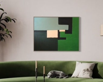 Large Abstract Art Green Painting on Canvas Green Abstract Painting Modern Art on Canvas Living Room Wall Art Decoration Acrylic Painting